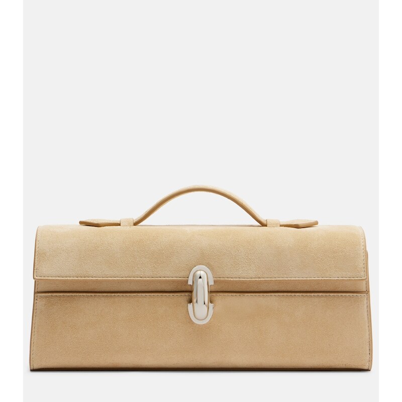 Savette Symmetry Slim suede top-handle bag