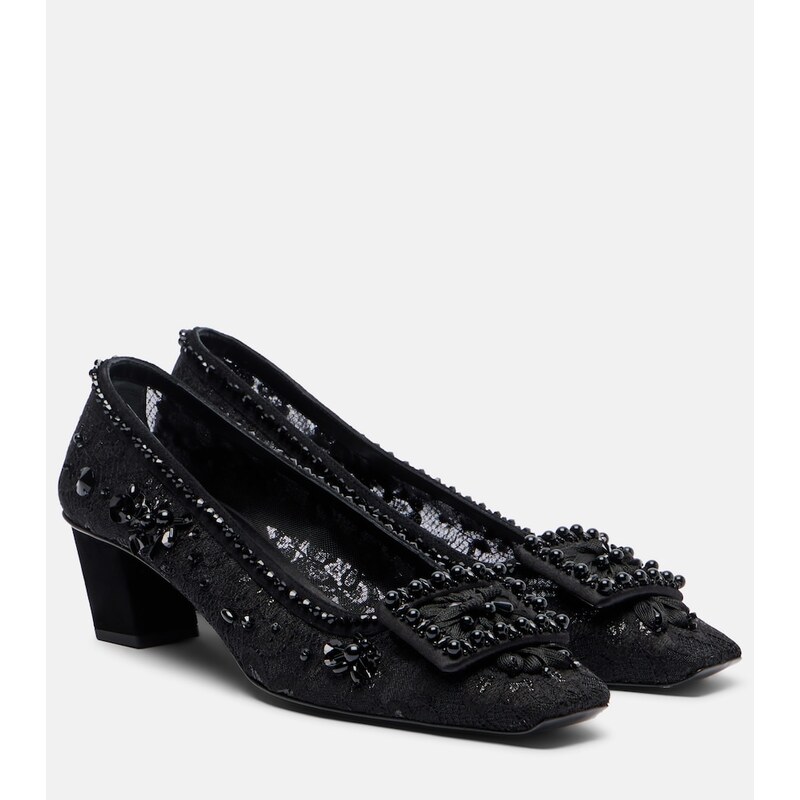 Roger Vivier Belle Vivier embellished lace pumps