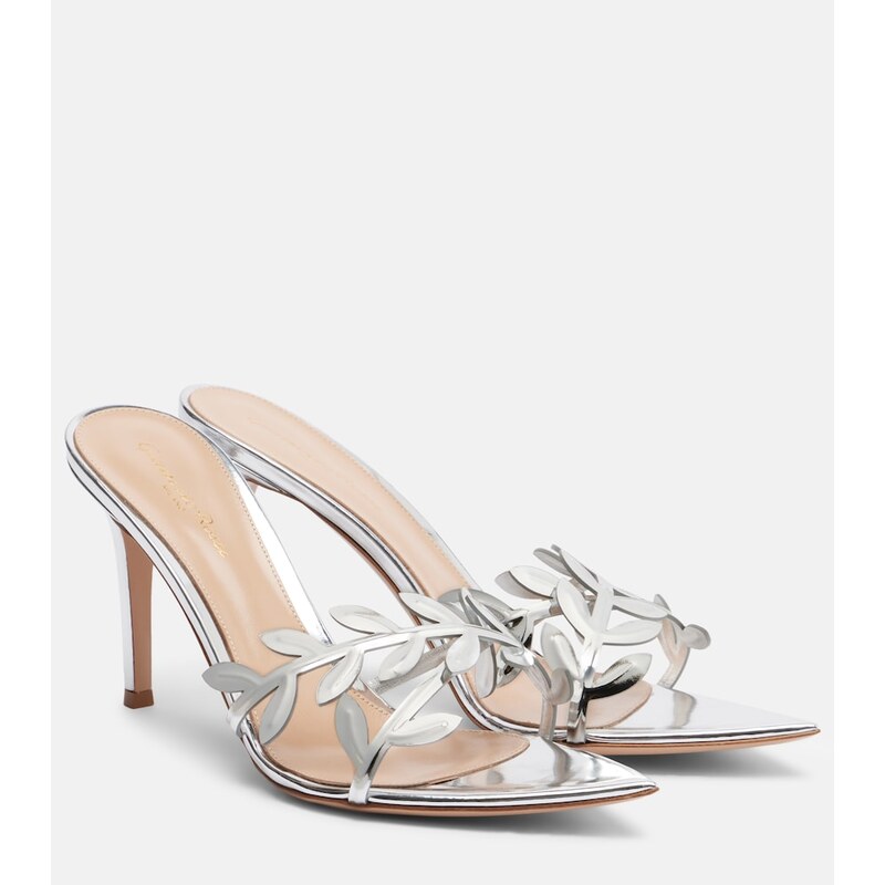 Gianvito Rossi Flavia metallic leather mules