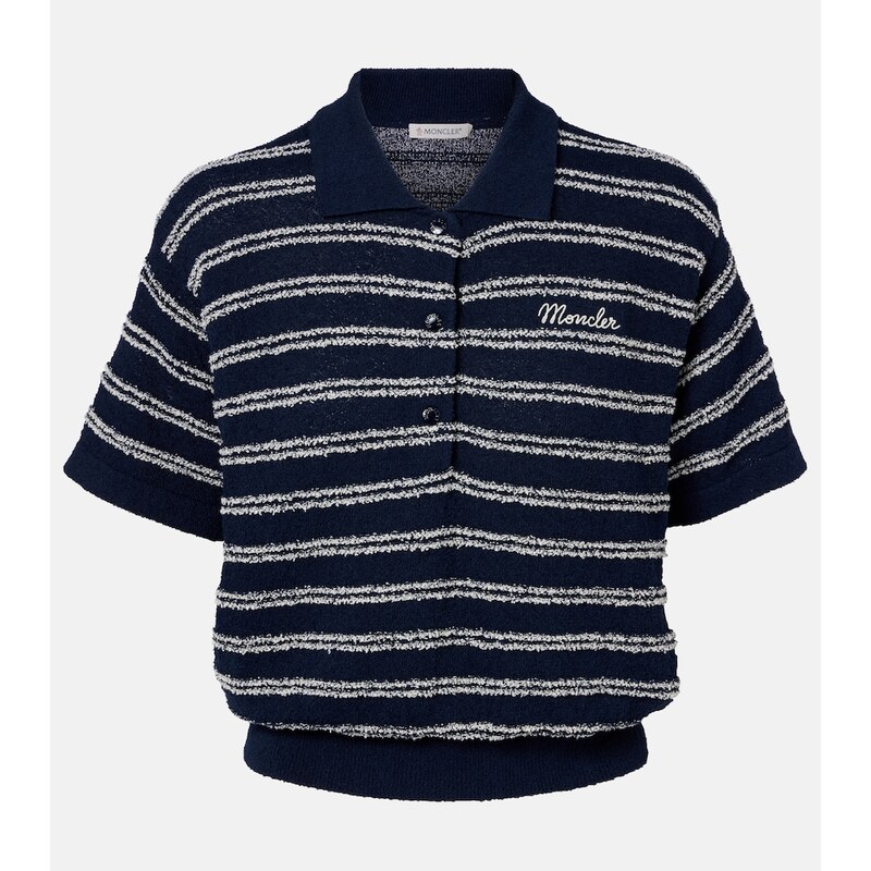 Moncler Logo striped cotton-blend polo sweater