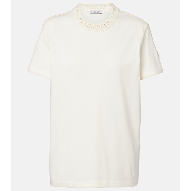 Moncler Crochet-trimmed cotton jersey T-shirt