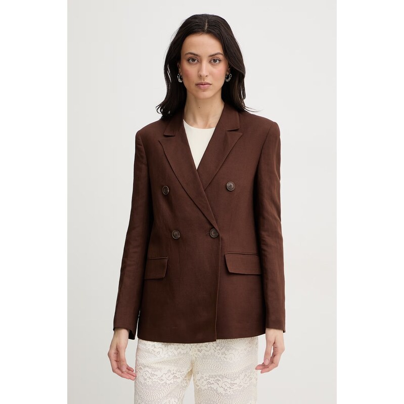 Twinset jednořadé sako dámské lněné 114488058