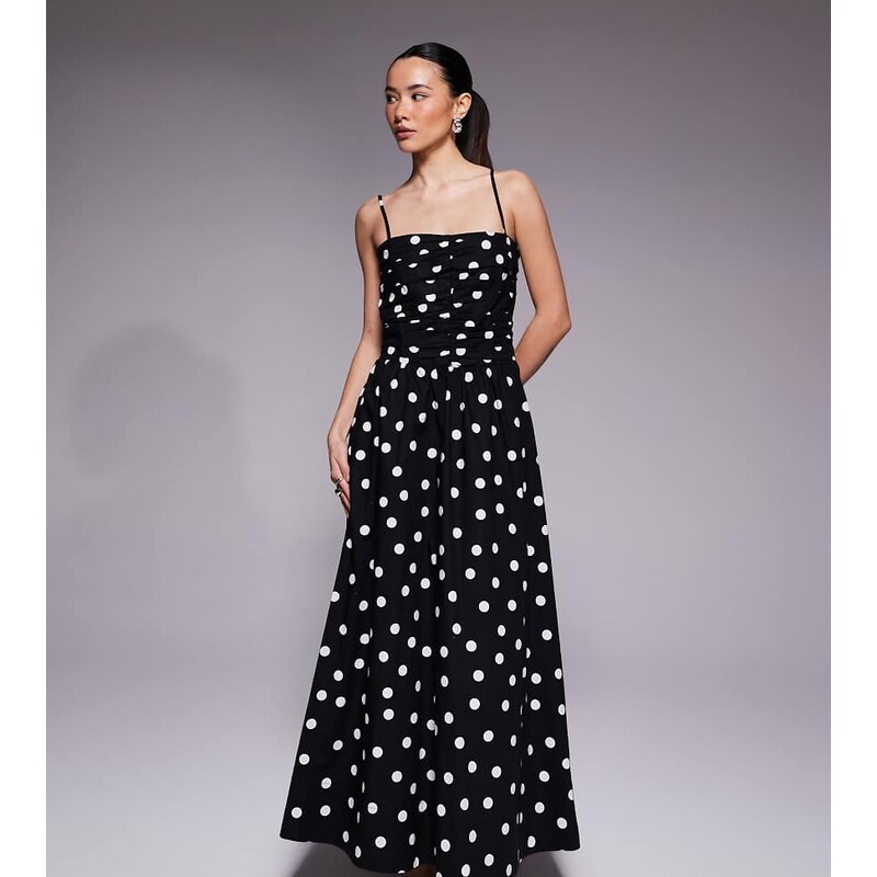 Forever New Petite cami maxi dress in black polka dot 114708833