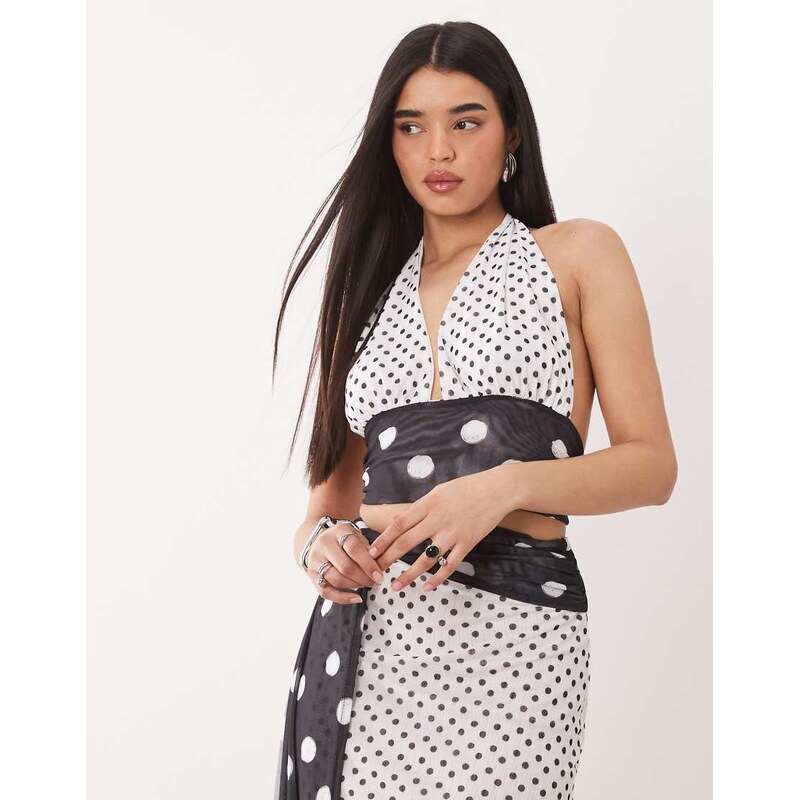 Murci mesh halterneck backless hammock top co-ord in contrast