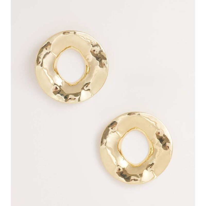 Kaiia exclusive oversized hammered metal earrings in gold