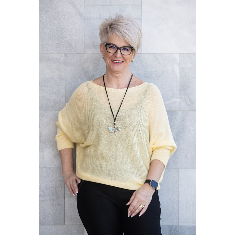 Italy fashion Lehký svetřík SUZIE Barva: Žlutá, Velikost: UNI: L-2XL 114414690
