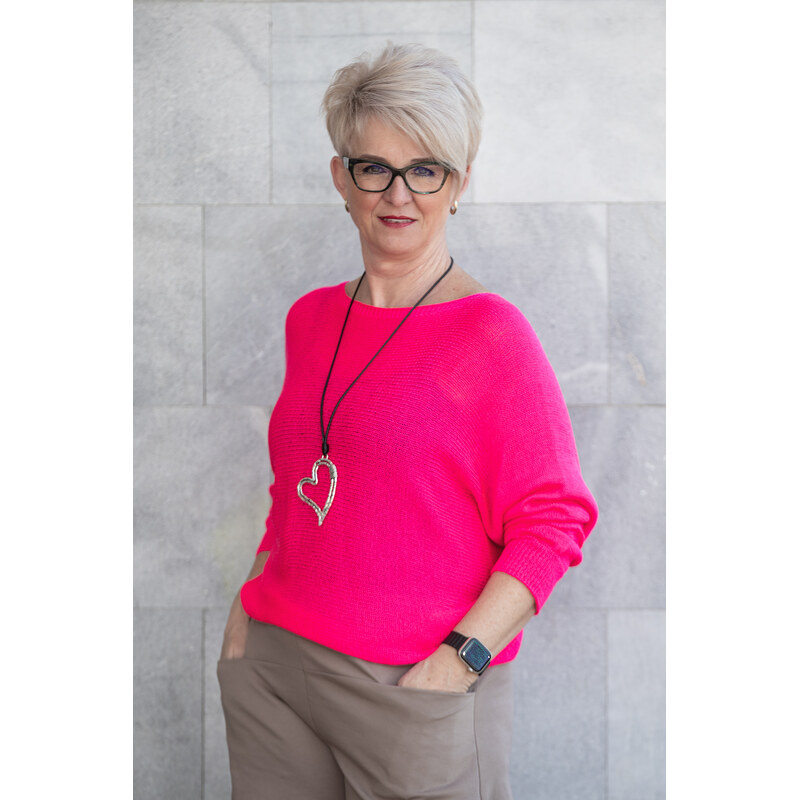 Italy fashion Lehký svetřík SUZIE Barva: Růžová, Velikost: UNI: