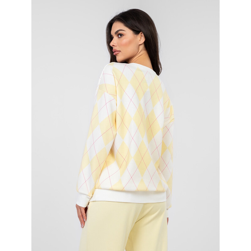 Italy Moda Žlutá mMikina s geometrickým vzorem 113630646