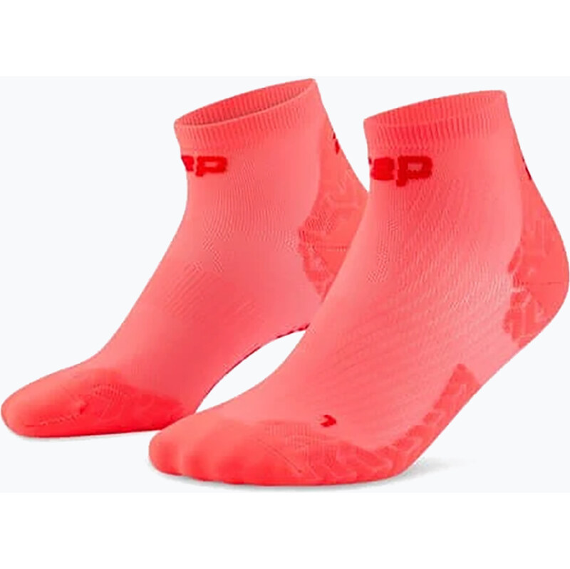 Pánské kompresní ponožky CEP Ultralight Low Cut 4.0 neon coral