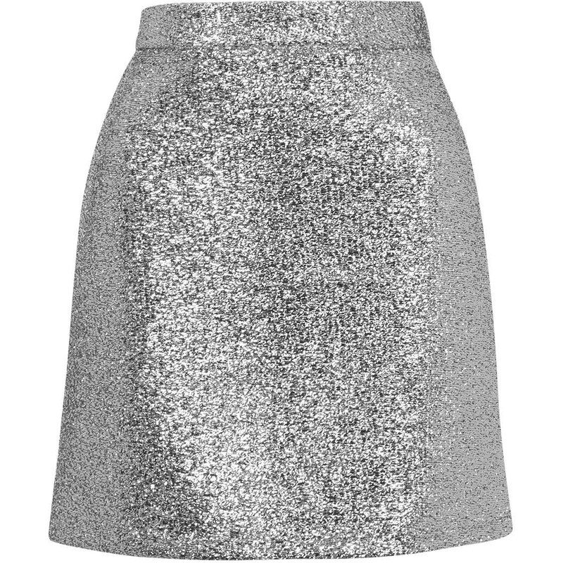 Topshop **Metallic Silver Tinsel Mini Skirt by Jaded London