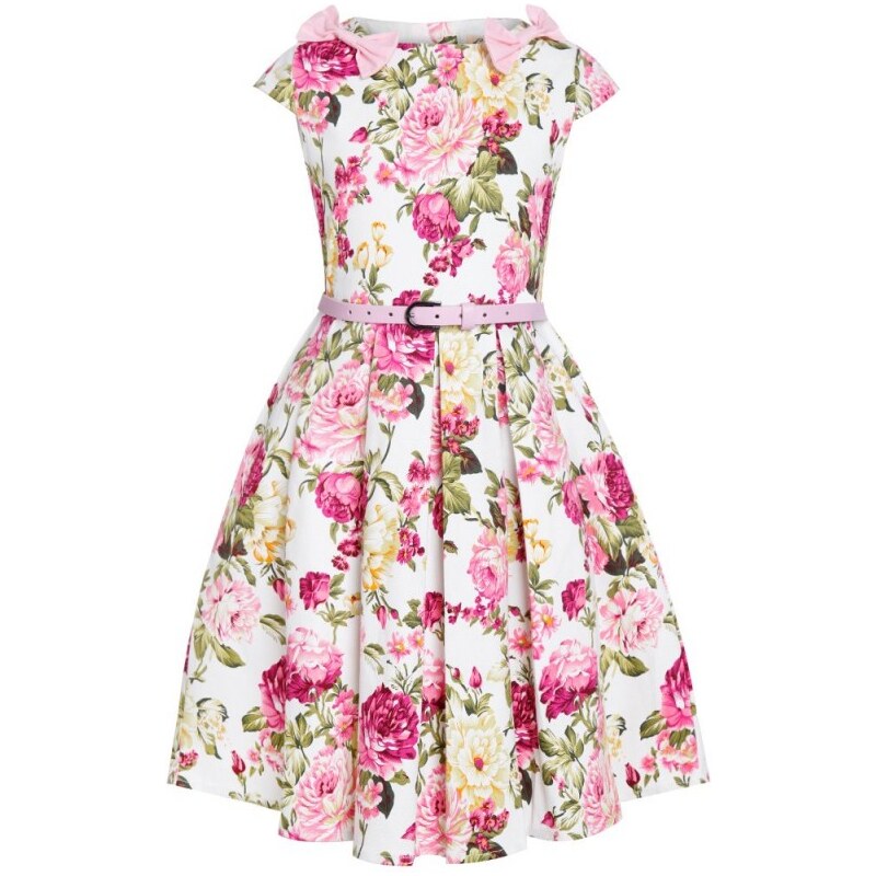 Dívčí růžové šaty s květy Lindy Bop Belina Mini