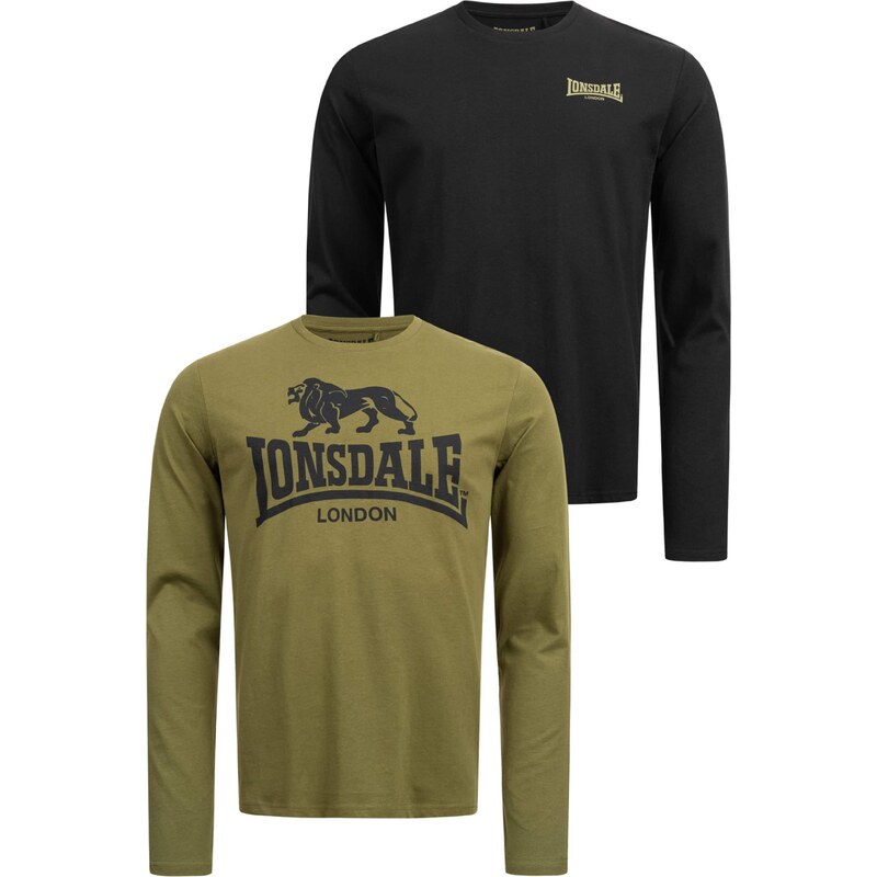 LONSDALE Tričko Ayrshire khaki / černá