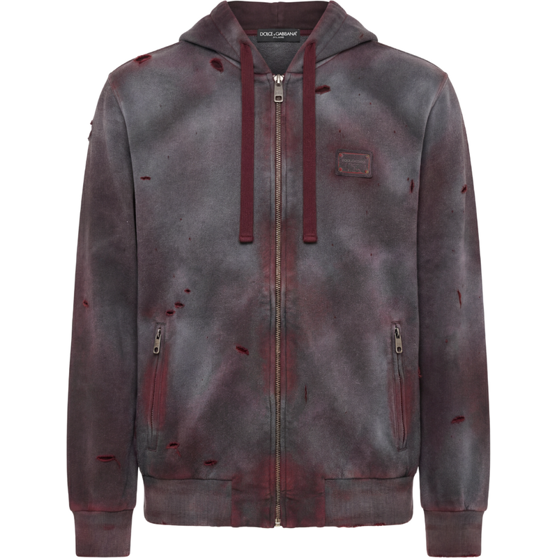 DOLCE & GABBANA Worn Effect Burgundy mikina