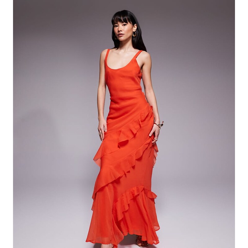 ASOS Petite ASOS DESIGN Petite scoop neck maxi dress with ruffle skirt 114492005