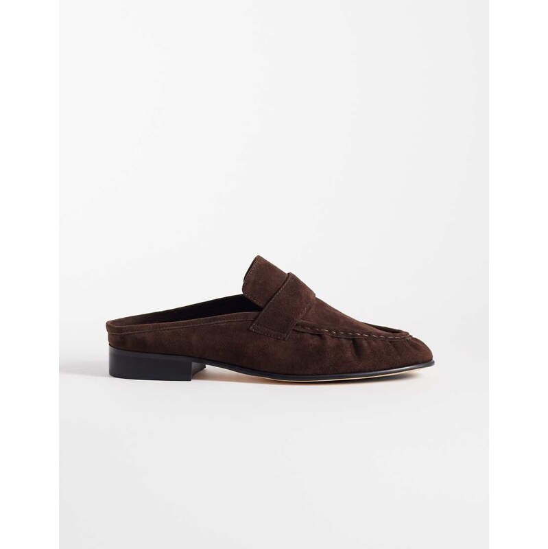 Tony Bianco Glacier loafer mules in chocolate leather-Brown