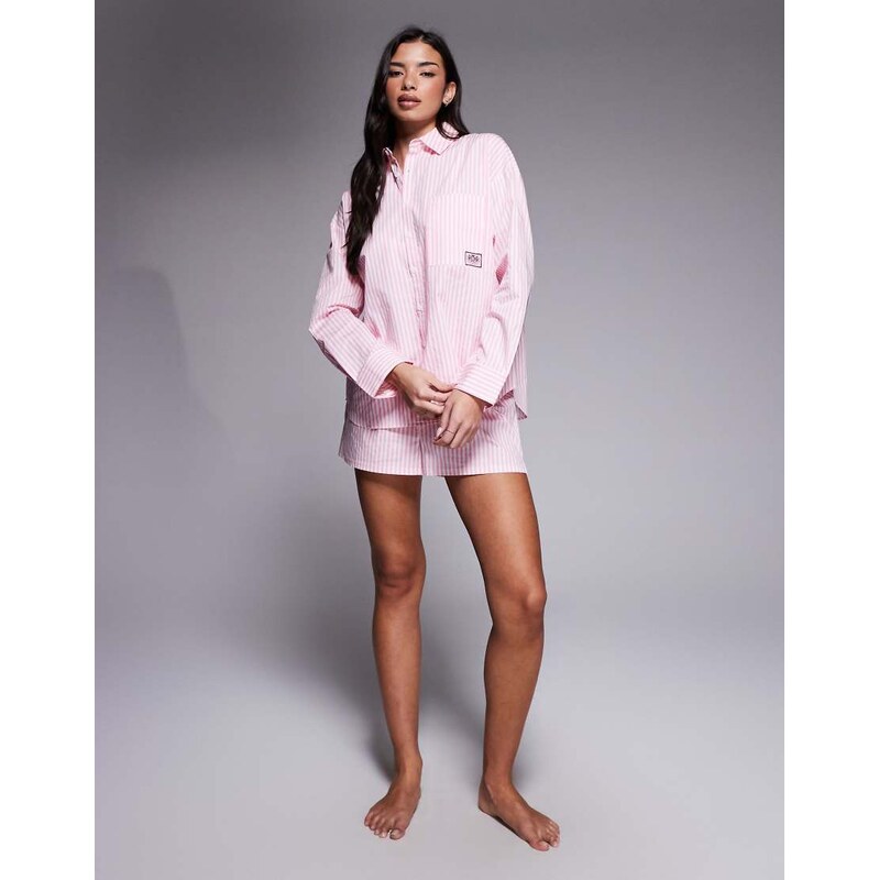 Juicy Couture logo stripe pyjama shirt in pink