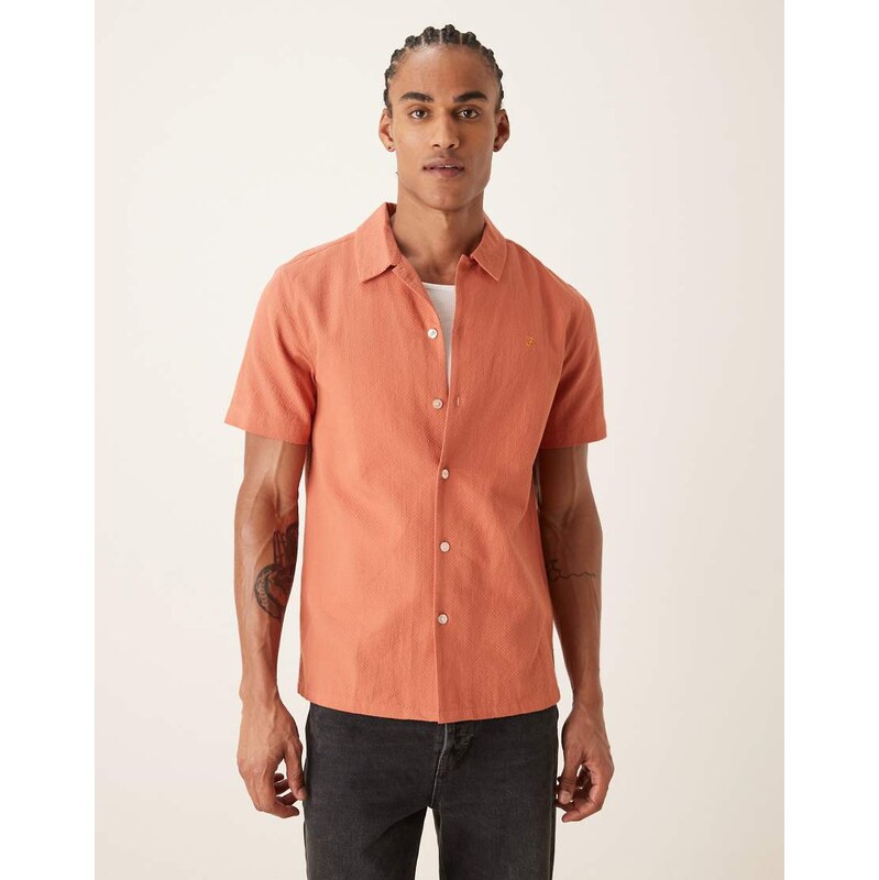 Farah short sleeve logo shirt in coral orange