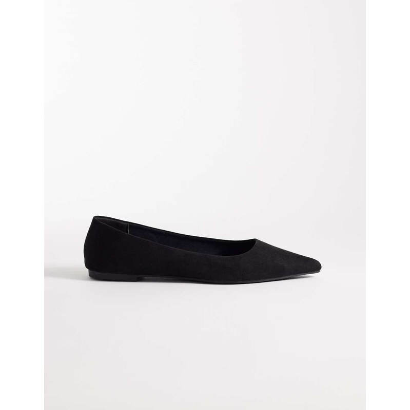 ASOS DESIGN Luck pointed ballet flats in black suedette