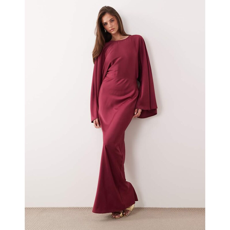 ASOS DESIGN textured satin batwing bias waisted maxi dress in