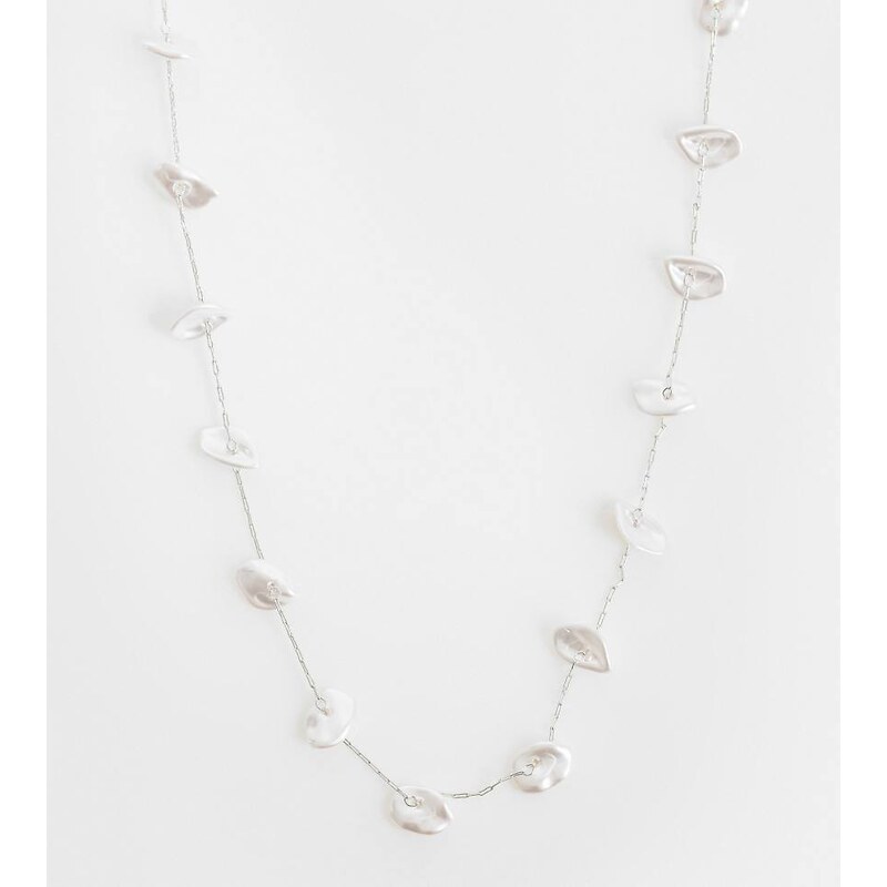 ASOS Curve ASOS DESIGN Curve dainty necklace with faux pearl chipping 114492159