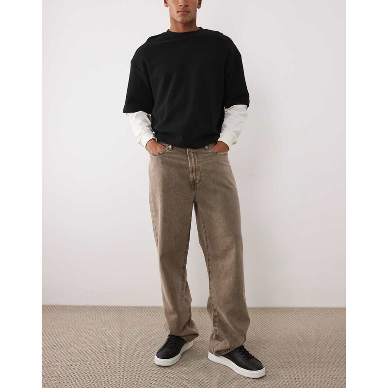 Abercrombie & Fitch baggy fit jeans in brown 114492176