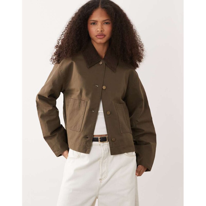 Mango barn jacket in khaki-Green