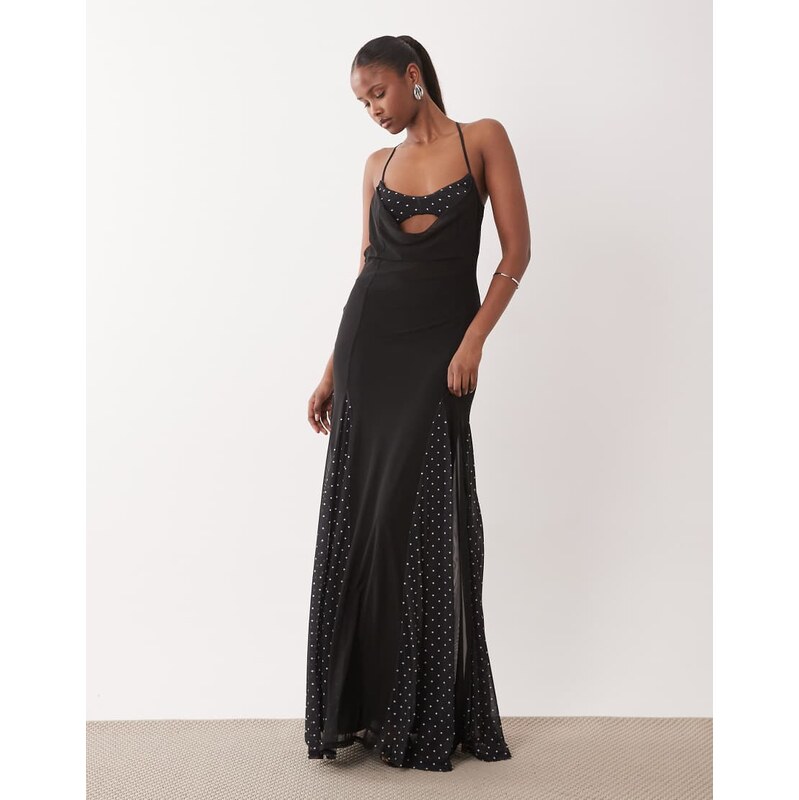ASOS DESIGN cami bra detail polka dot printed maxi dress with
