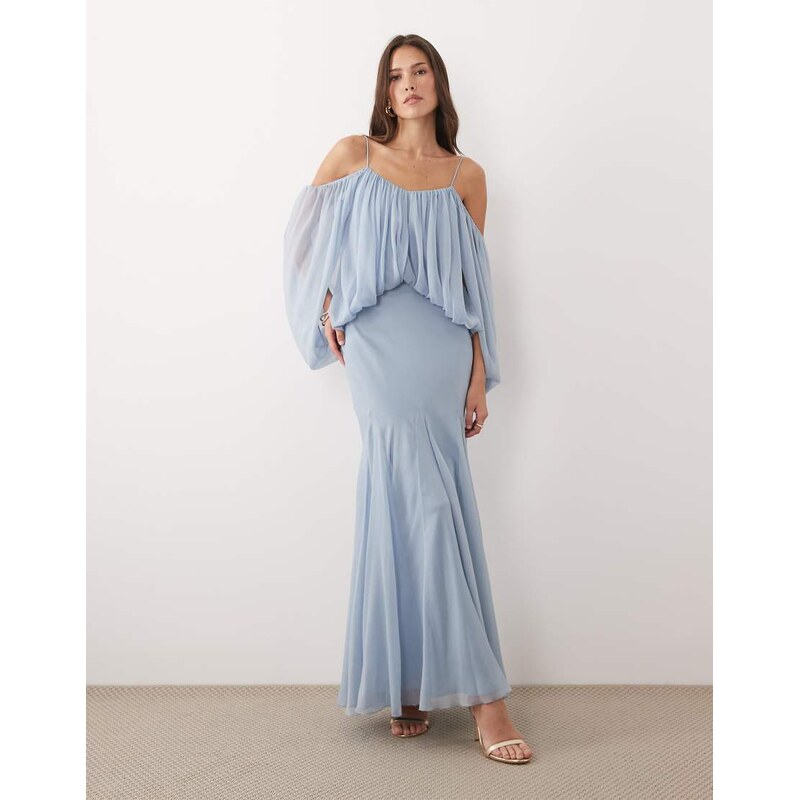 ASOS DESIGN blouson bodice maxi dress with split sleeve and