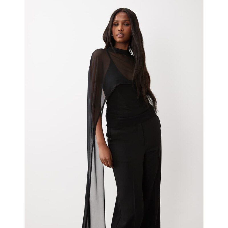 ASOS DESIGN mesh cape with scoop neck in black