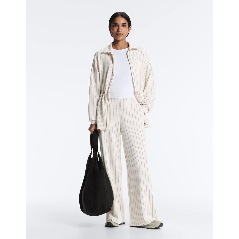 OYSHO Long pinstripe jacket with adjustable waist and soft-touch modal 114492280