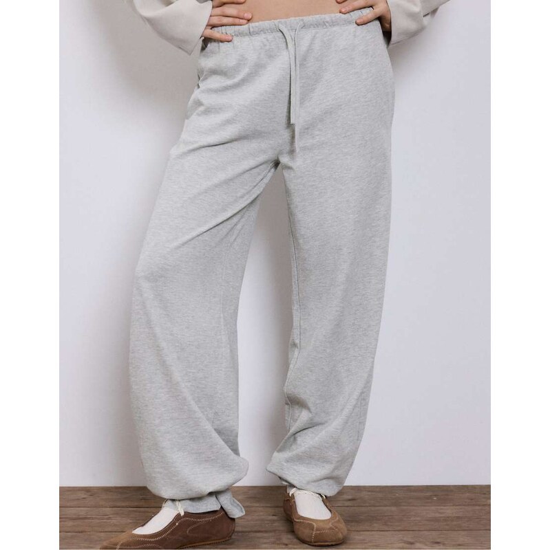 Stradivarius Wide-leg jogger trousers in grey melange 114492302