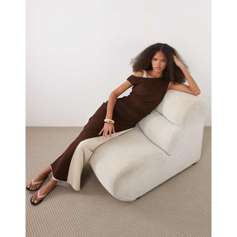 ASOS DESIGN fallen shoulder double layer with split detail maxi