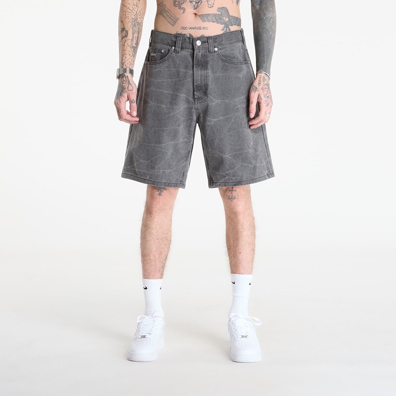 OBEY Clothing Šortky OBEY Bigwig Baggy Denim Short Black Wrinkle