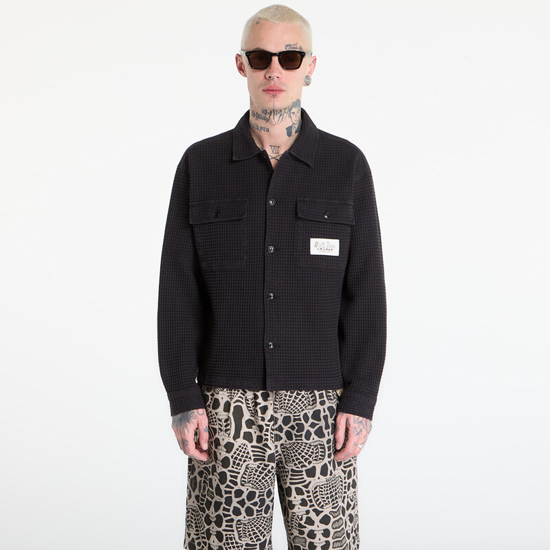 Košile Brain Dead Waffle Button Front Shirt Black M 114610436