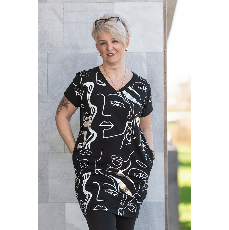 Relevance Fashion Tunika BOSA [A1280] Barva: Černá, Velikost: 44