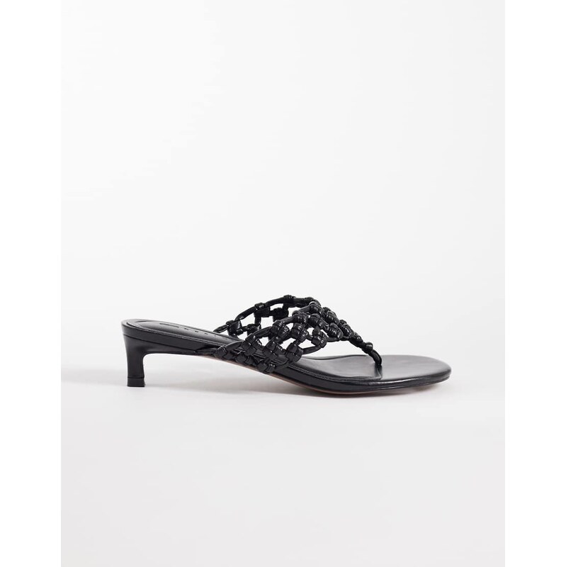 ASOS DESIGN Honeybun knotted weave toe thong kitten heel sandals