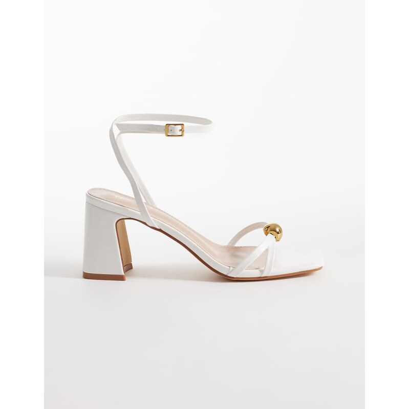 RAID Devena block heeled sandals in gold detail in white 115518011