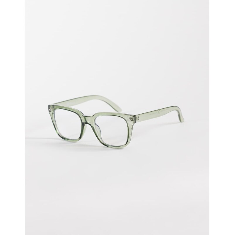 Reclaimed Vintage unisex square blue light glasses in green