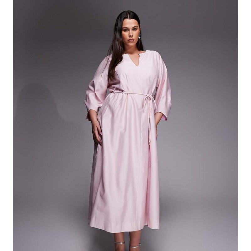 Forever New Curve Seam Detail midi dress in pink 114704071
