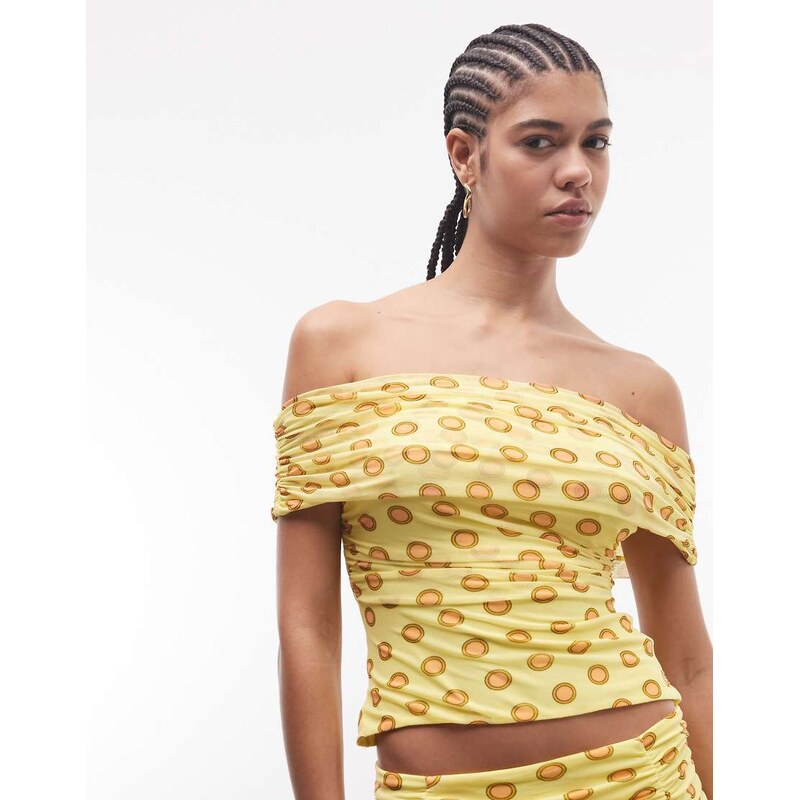 AFRM Sophie mesh off shoulder tie back detail top co-ord in