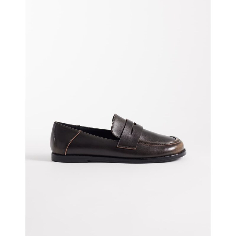 ASOS DESIGN Marble premium leather round toe loafers in black 115517082
