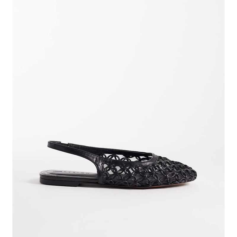 ASOS DESIGN Wide Fit Lure weave detail slingback ballets in black 115517413