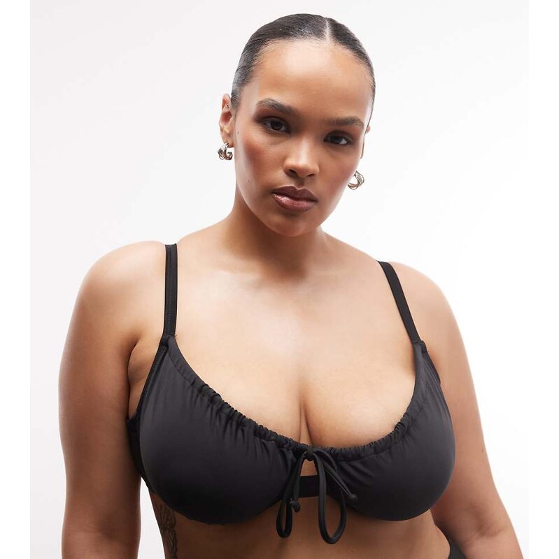 COLLUSION Plus underwire bikini top in black 115517748