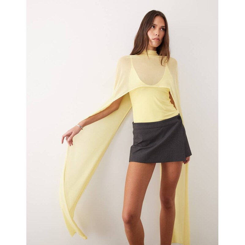 ASOS DESIGN mesh cape with scoop neck in yellow