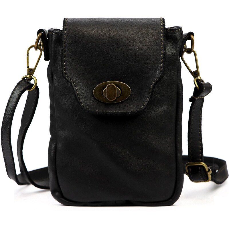 VS Kožená crossbody kabelka Vintage Style 045 černá 114494123