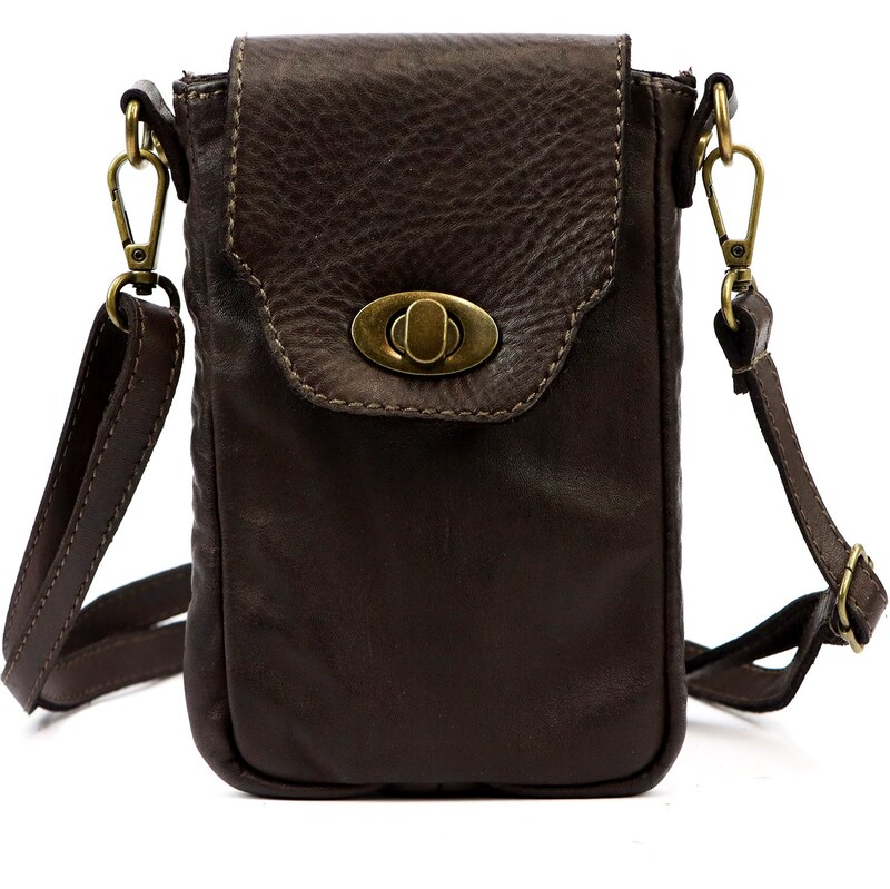 VS Kožená crossbody kabelka Vintage Style 045 tmavě hnědá 114494122