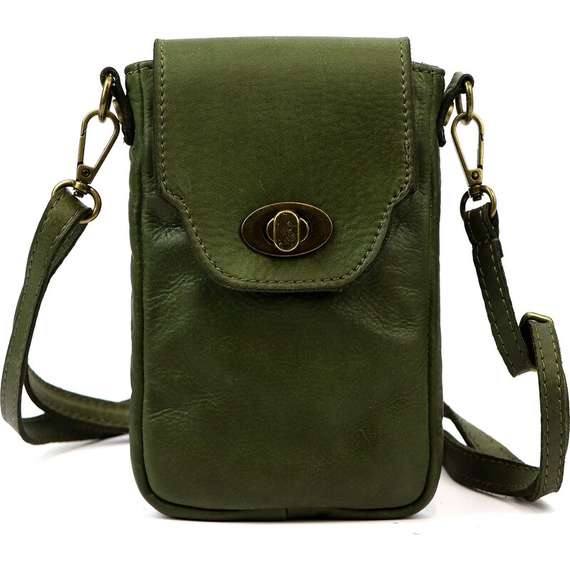 VS Kožená crossbody kabelka Vintage Style 045 zelená 114494119