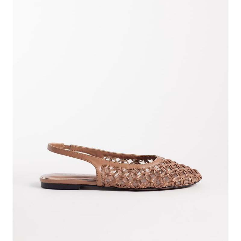 ASOS DESIGN Wide Fit Lure weave detail slingback ballets in taupe 115517347