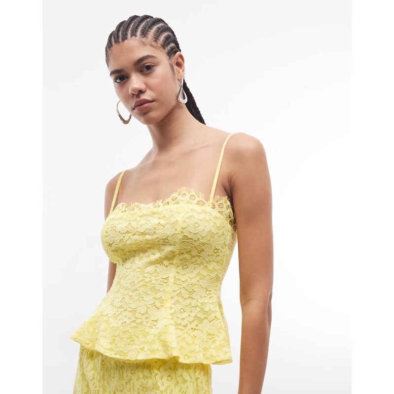 AFRM Ari lace corset cami top co-ord in bright yellow 115521282
