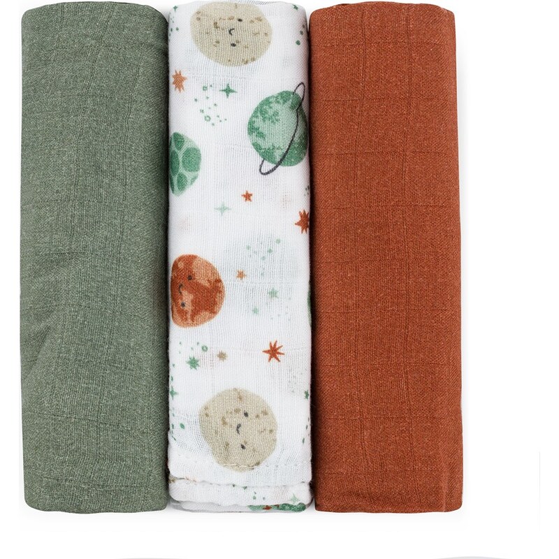 PETITE&MARS Bambusové mušelínové pleny Moussy (3ks) - Celestial